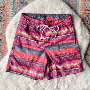 Pilyq boys swim short trunks print drawstring medium blue orange pink purple